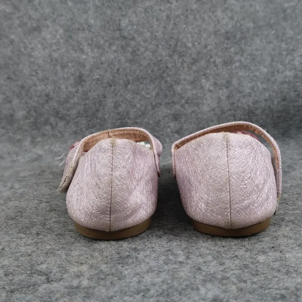 Girls Shoes Kids Toddler 8 Mary Jane Flats Pink Hook and Loop Pearl Rose Sparkle